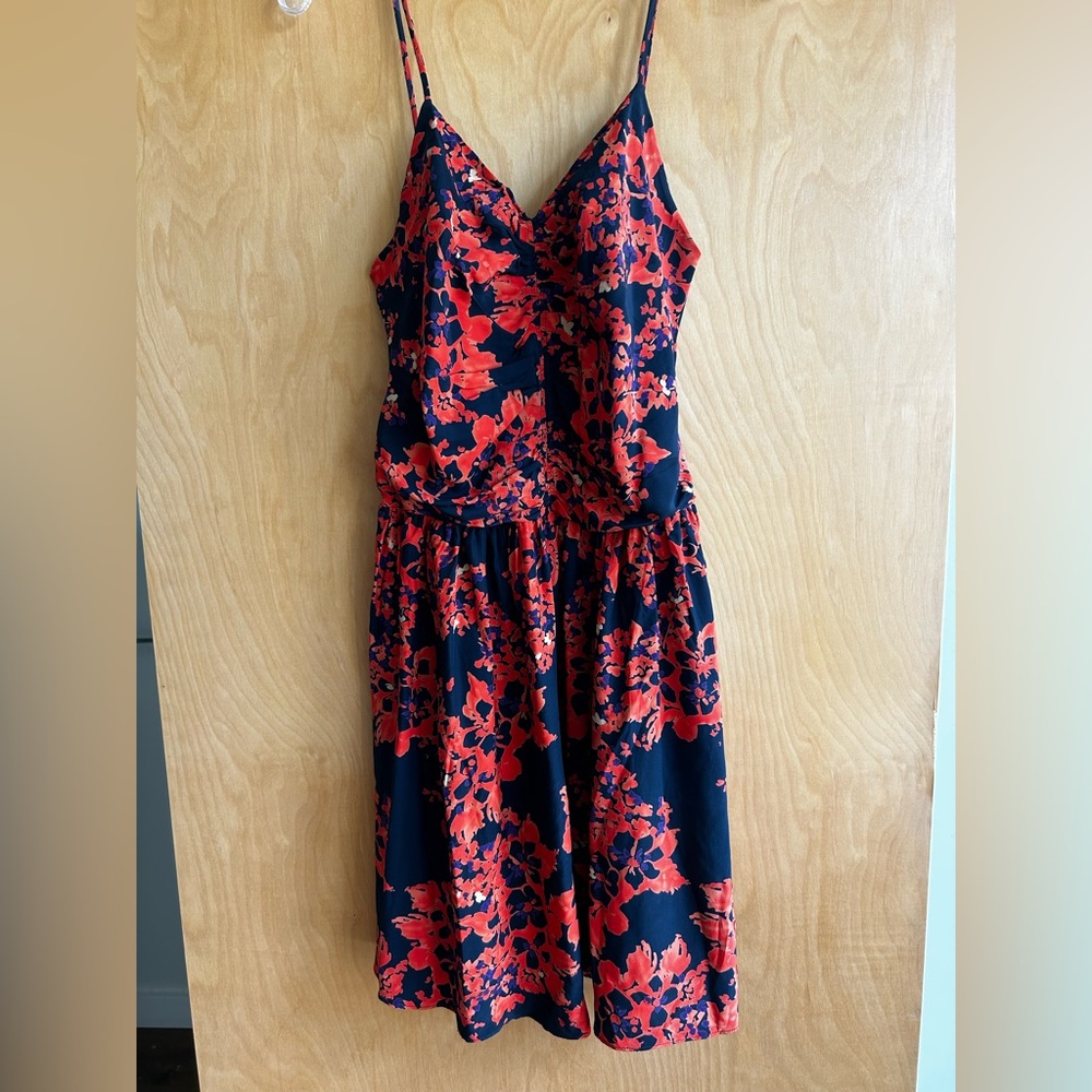 Parker 100% Silk Ruched Detail Sundress, Size L
